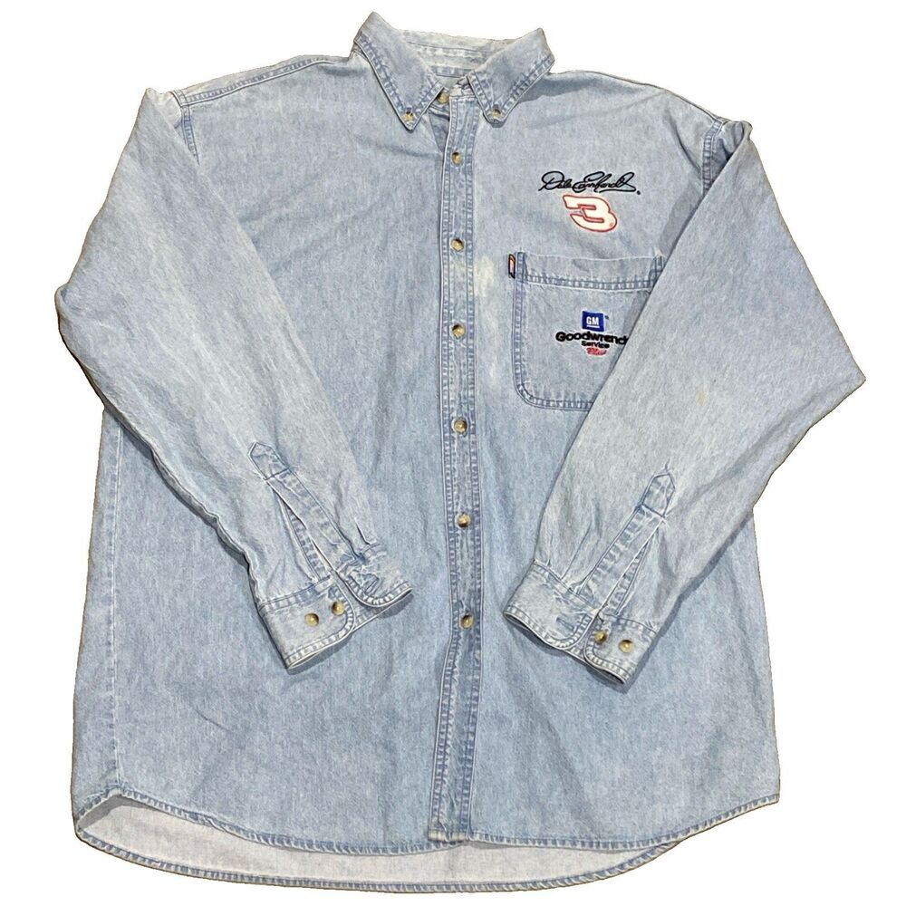 NASCAR VTG DALE EARNHARDT SR DENIM BUTTON UP SHIRT SIZE Large